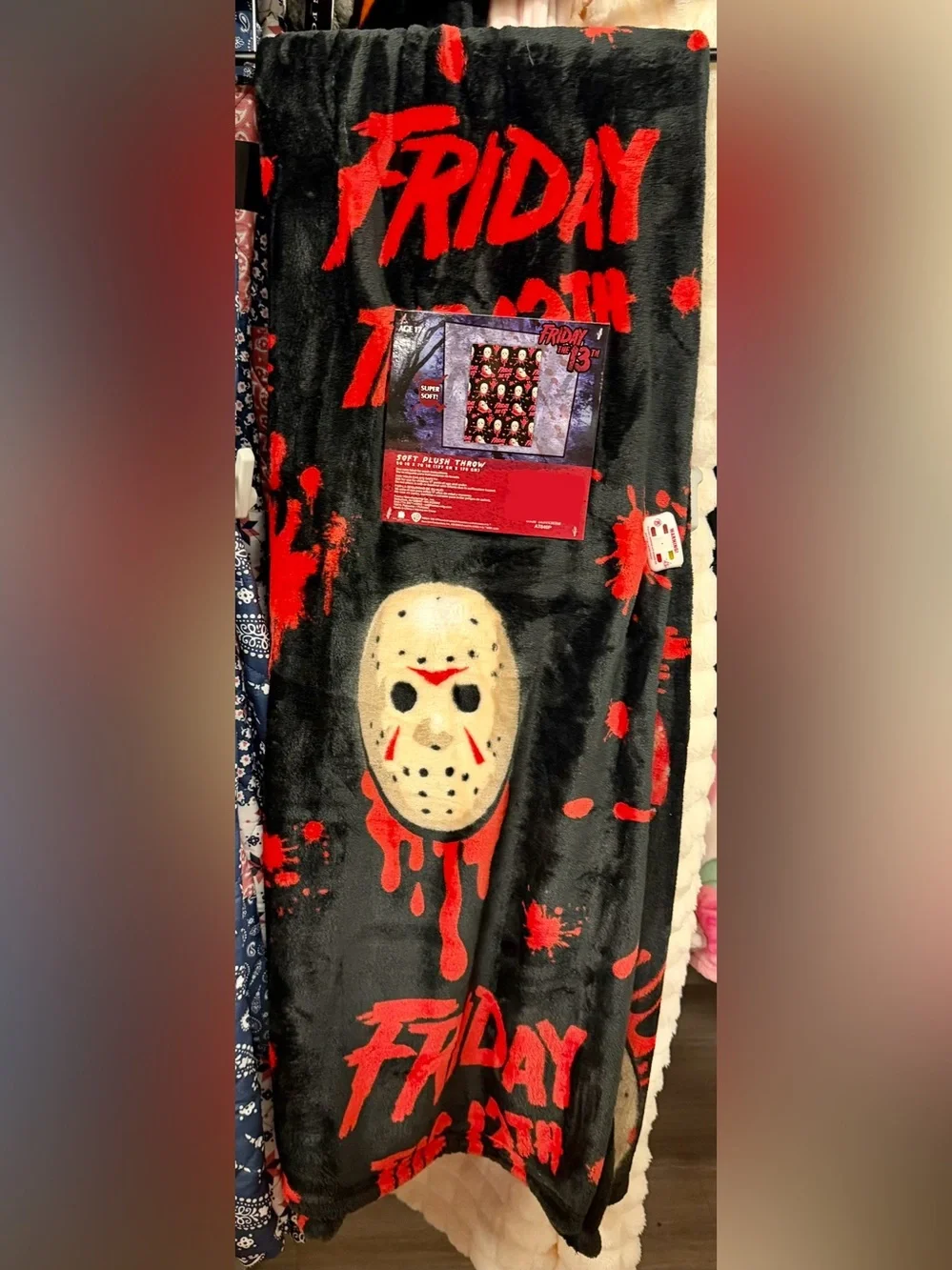friday the 13th halloween print plush blanket throw